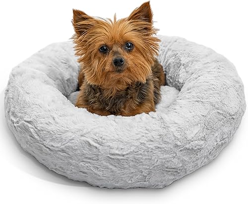 Miniatura 35 de Best Friends by Sheri - The Original Calming Donut - Cama calmante en forma de dona para perros y gatos - Pelo largo, gris, L, 36 x 36 pulgadas