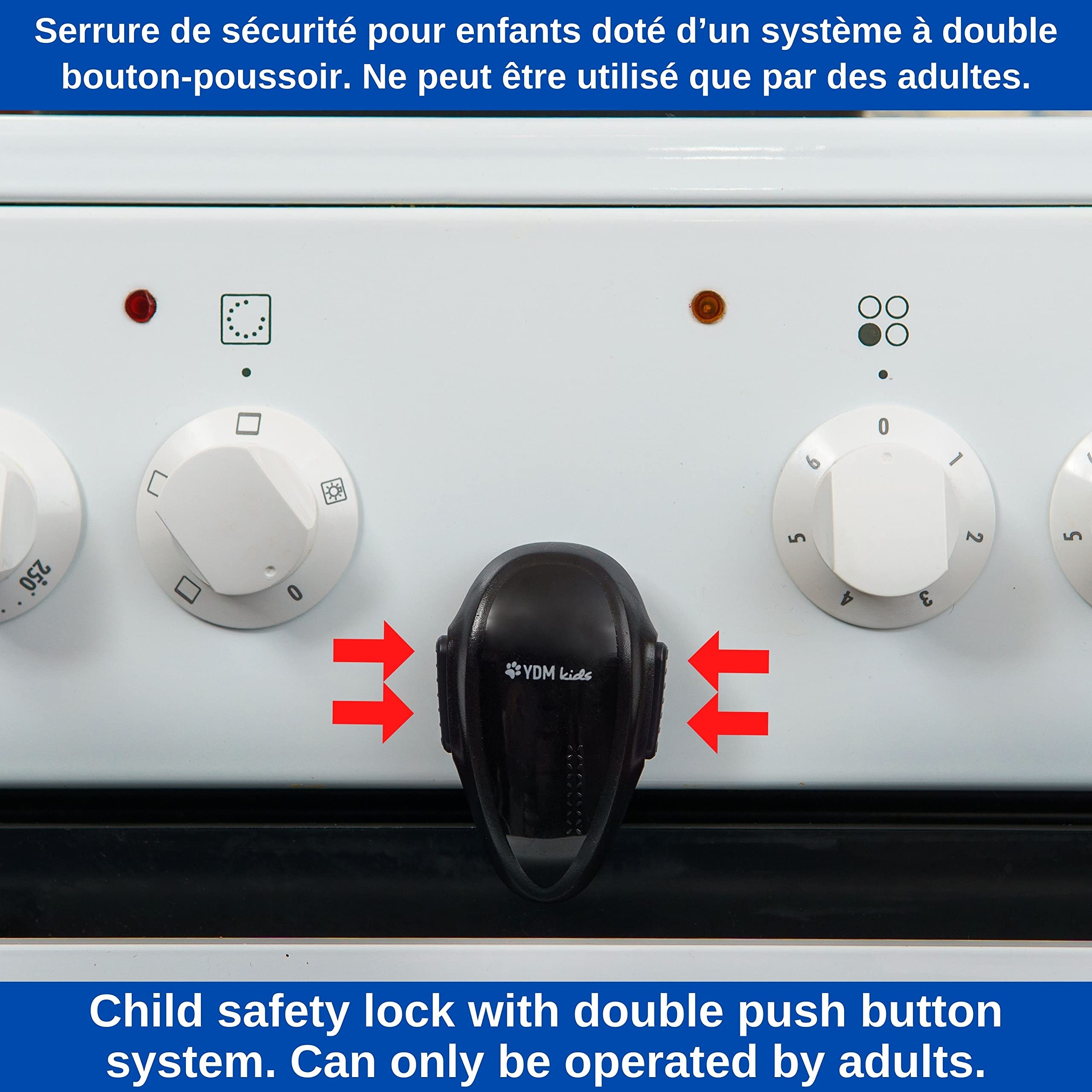 Verrous de Sécurité pour le Four, 2 pièces, Noire, Sécurité des Enfants dans la Cuisine, Verrous adhésifs résistants à la Chaleur, Bloque Four pour Enfants, Bébé, pour le Lave-linge et le Micro-ondes