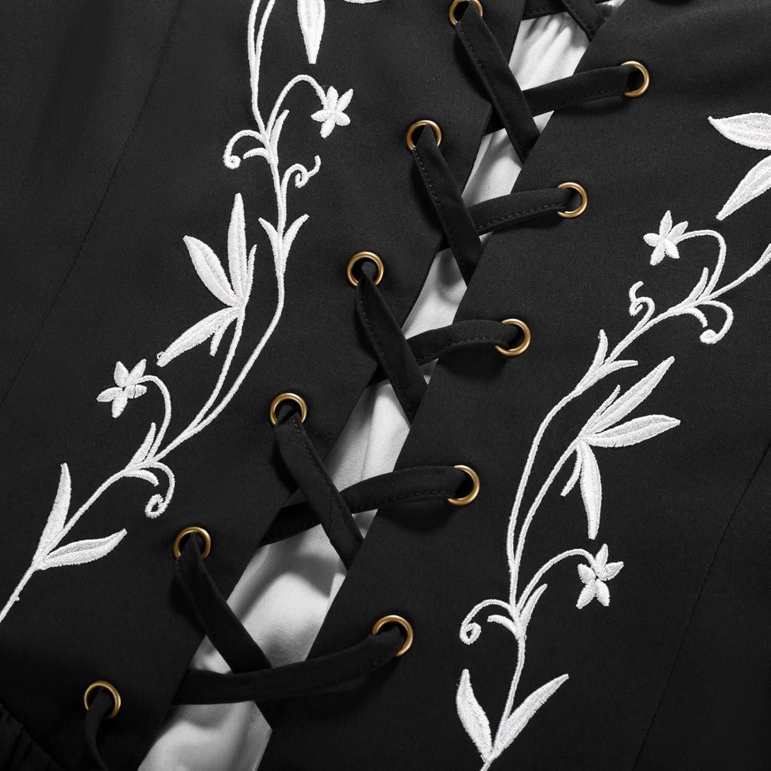 Scarlet Darkness Women's Medieval Renaissance Costume Dress Long Bell Sleeve Embroidery Cosplay Overdress - Image 7