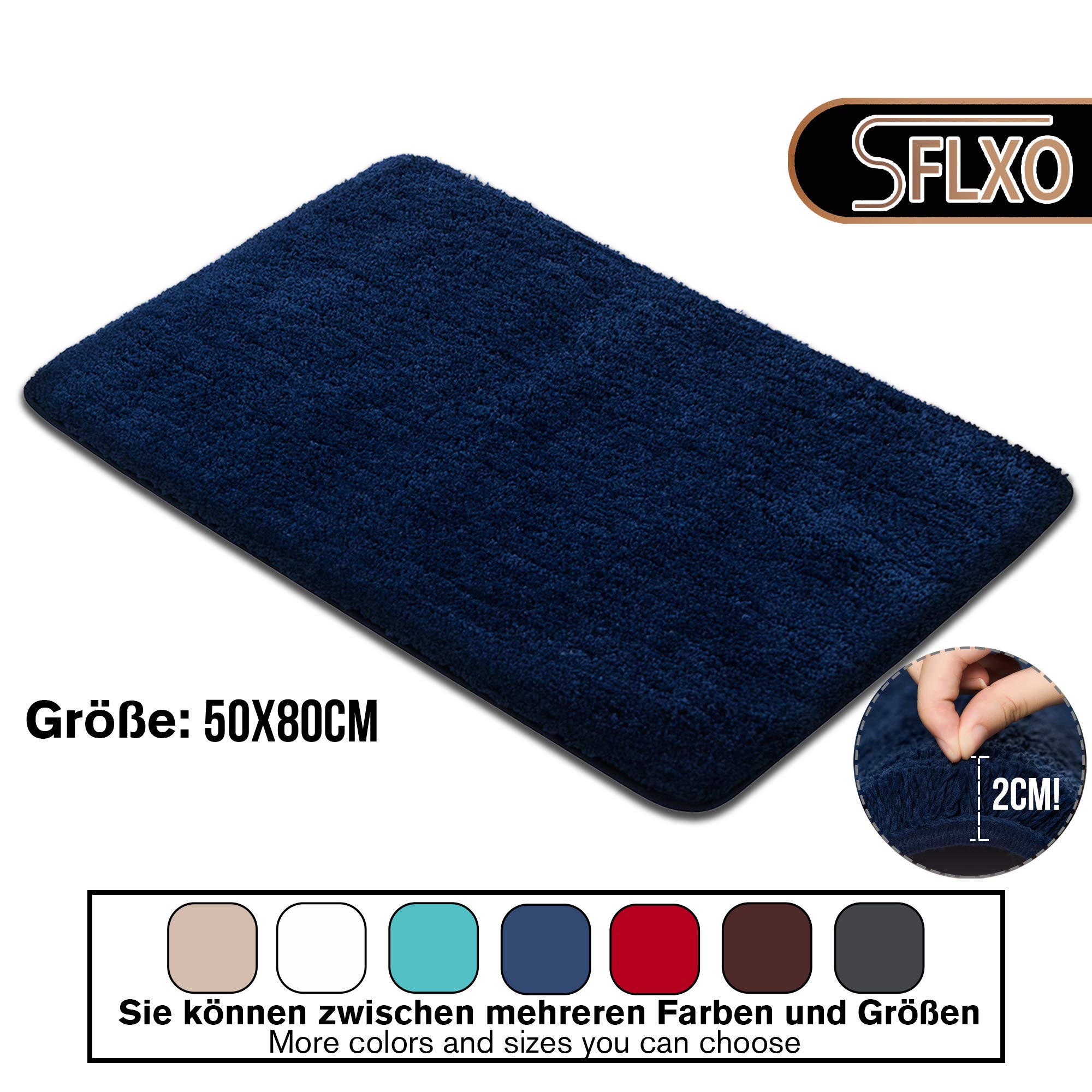 SFLXO Tapis de bain 80 cm x 50 cm - Antidérapant - Lavable en machine - Antidérapant - Doux - Absorbant l'eau - En microfibre moelleuse - Réutilisable - Aqua SFLXO Tapis de bain 80 cm x 50 cm - Antidérapant - Lavable en machine - Antidérapant - Doux - Absorbant l'eau - En microfibre moelleuse - Réutilisable - Aqua