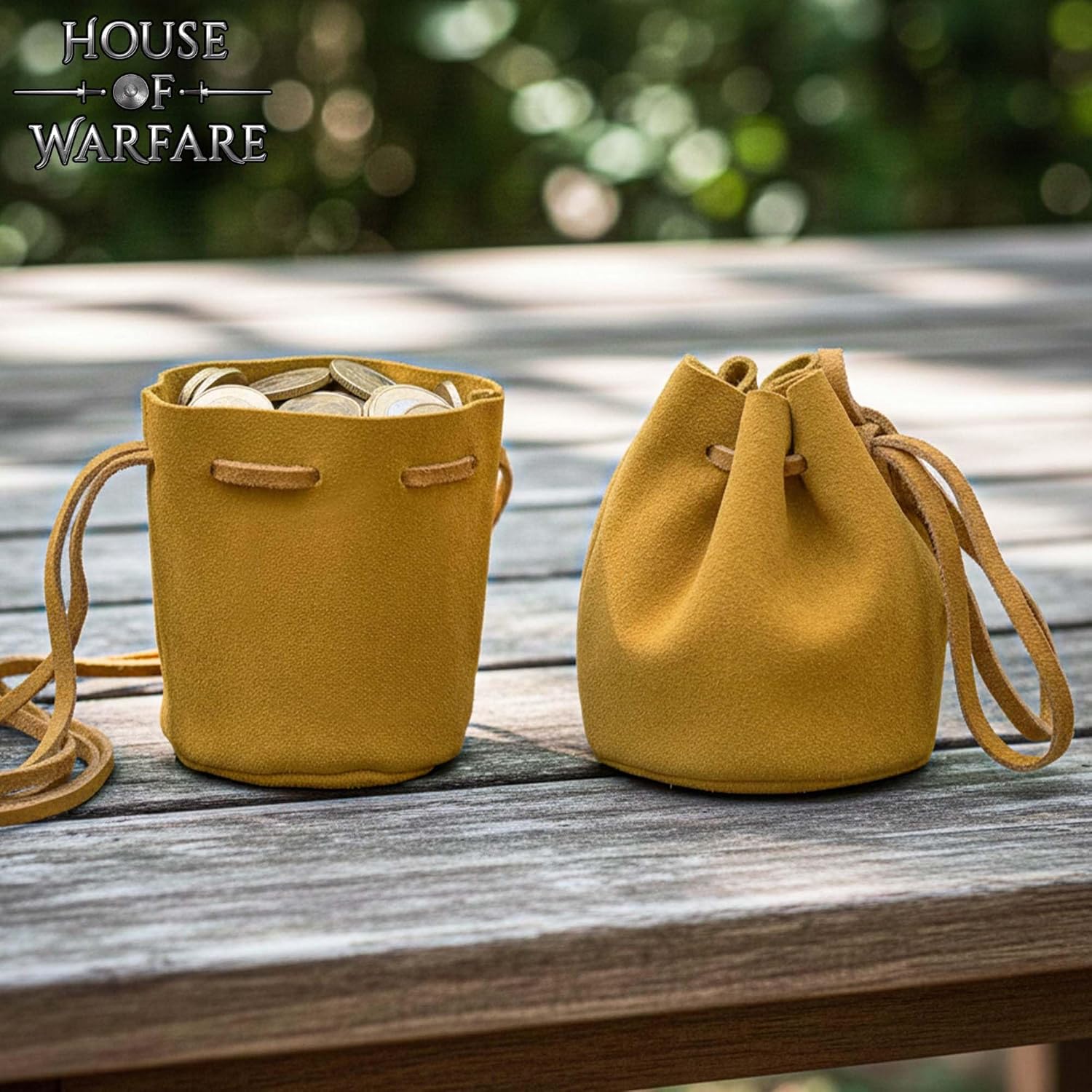 Medieval Suede Leather Drawstring Pouch - Soft Velvety Coin Bag for LARP, Costume, Dice, Accessories & Renaissance Fairs - Set of 2 - Image 8