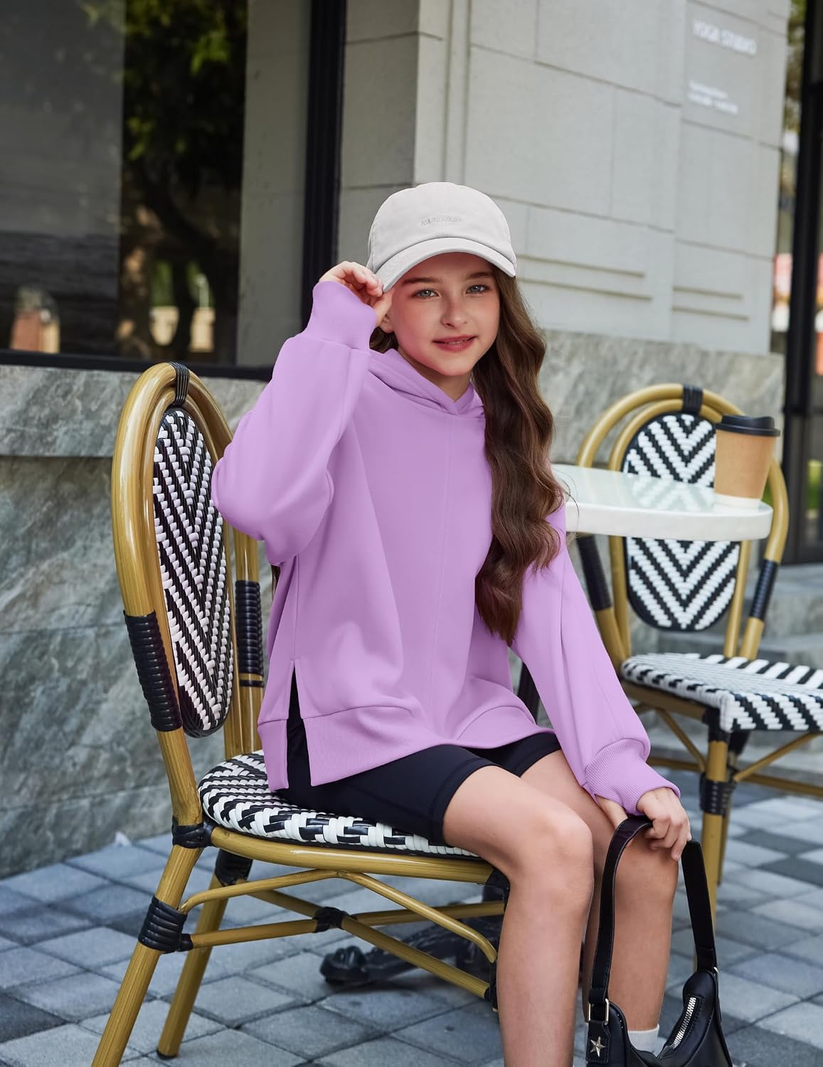 Arshiner Girls Oversized Hoodie Fleece Pullover Sweatshirts Side Slit