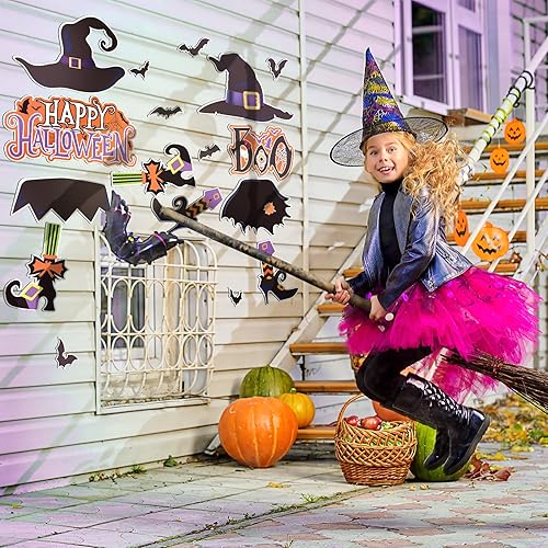 Miniatura 4 de Kanayu 17 calcomanías magnéticas de Halloween para decoración de garaje de Halloween, sombrero de bruja, murciélagos magnéticos, decoración de