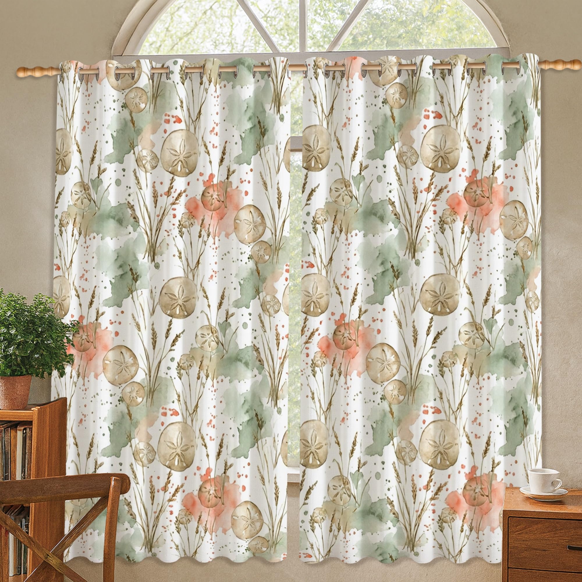 Rideaux occultants vert citron 106x114 cm motif botanique salon