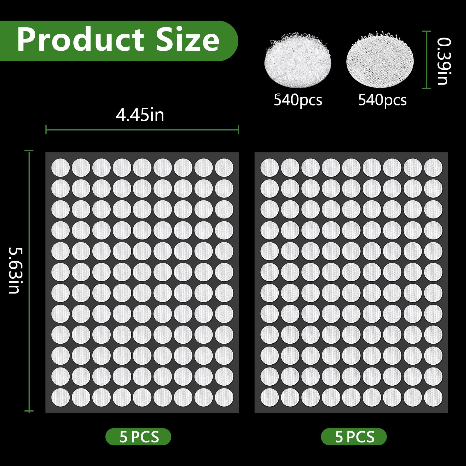 1080 Pezzi Adesivi Tondo In Velcro – 10 Mm, Autoadesivi, Gancio E Anello, Per Decorazioni, Foto E DIY (540 Coppie)