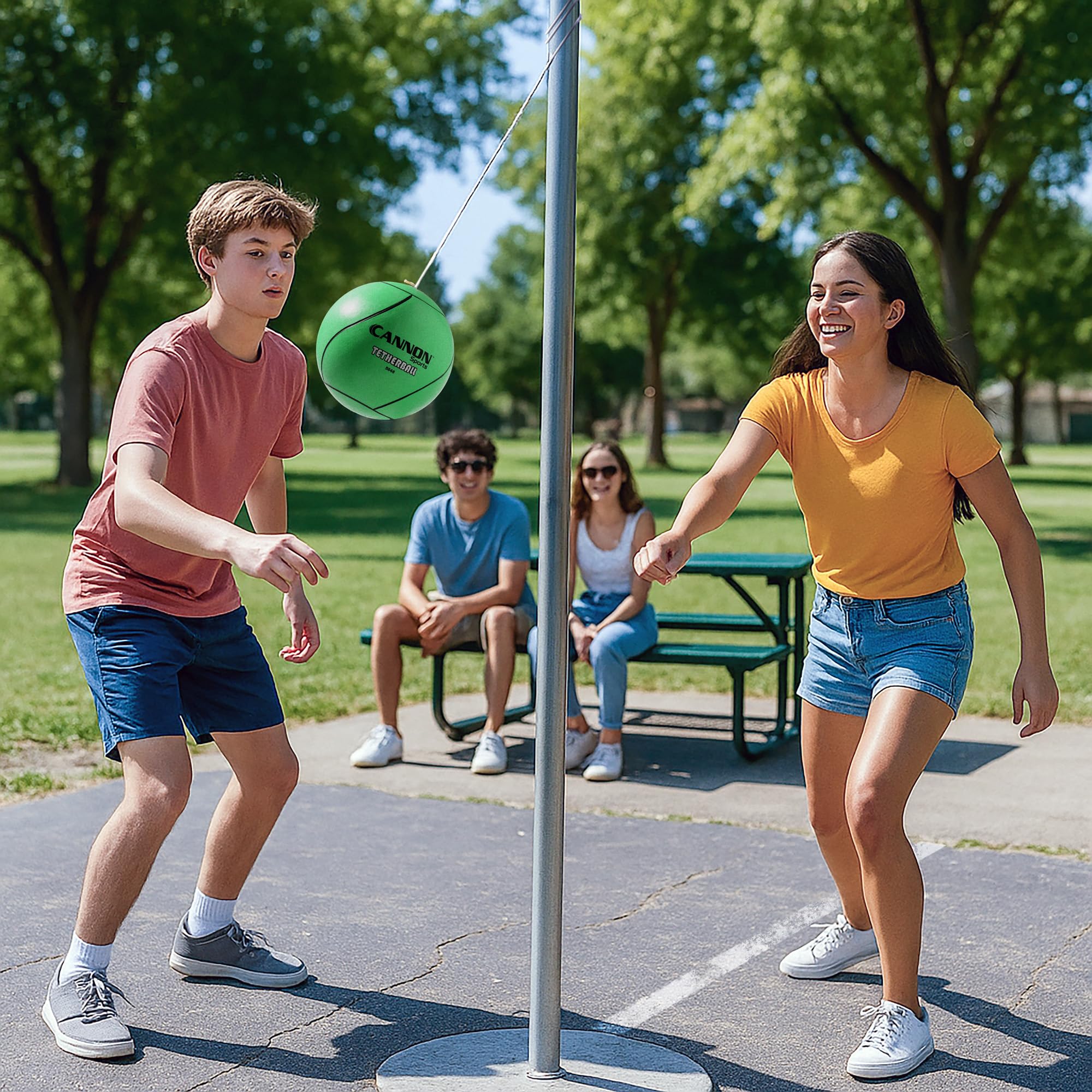 Cannon Sports Tetherball-Set – inklusive Ersatzball und robustem 2,7 m Seil – perfekt für Indoor-Outdoor-Spiele und Familienspaß im Garten – einfache Einrichtung – Gummi-Ball