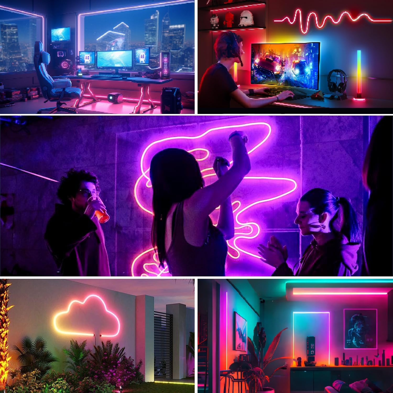 20M RGB+IC Neon Strip Lights, Led Streifen mit APP/Fernbedienung, Musik Sync, 24V IP65 Outdoor Wasserdichte Flexible Leiste