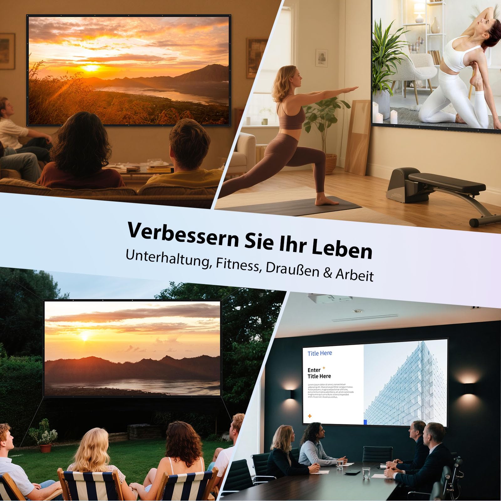 Beamer Leinwand 60 Zoll Outdoor: LEORFI Verbessert Schwarzer Hintergrund Schwarz undurchsichtig - Tragbare Projektionswand Indoor - Projektor Leinwand Faltbar Waschbar für Heimkino - mit Tragetasche
