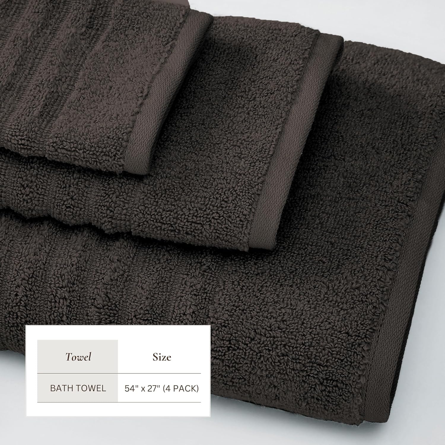 Great Bay Home 4 Pack Bath Towel Set - 100% Cotton Towels - Absorbent & Quick-Dry Towels for Bathroom (Midnight Grey)