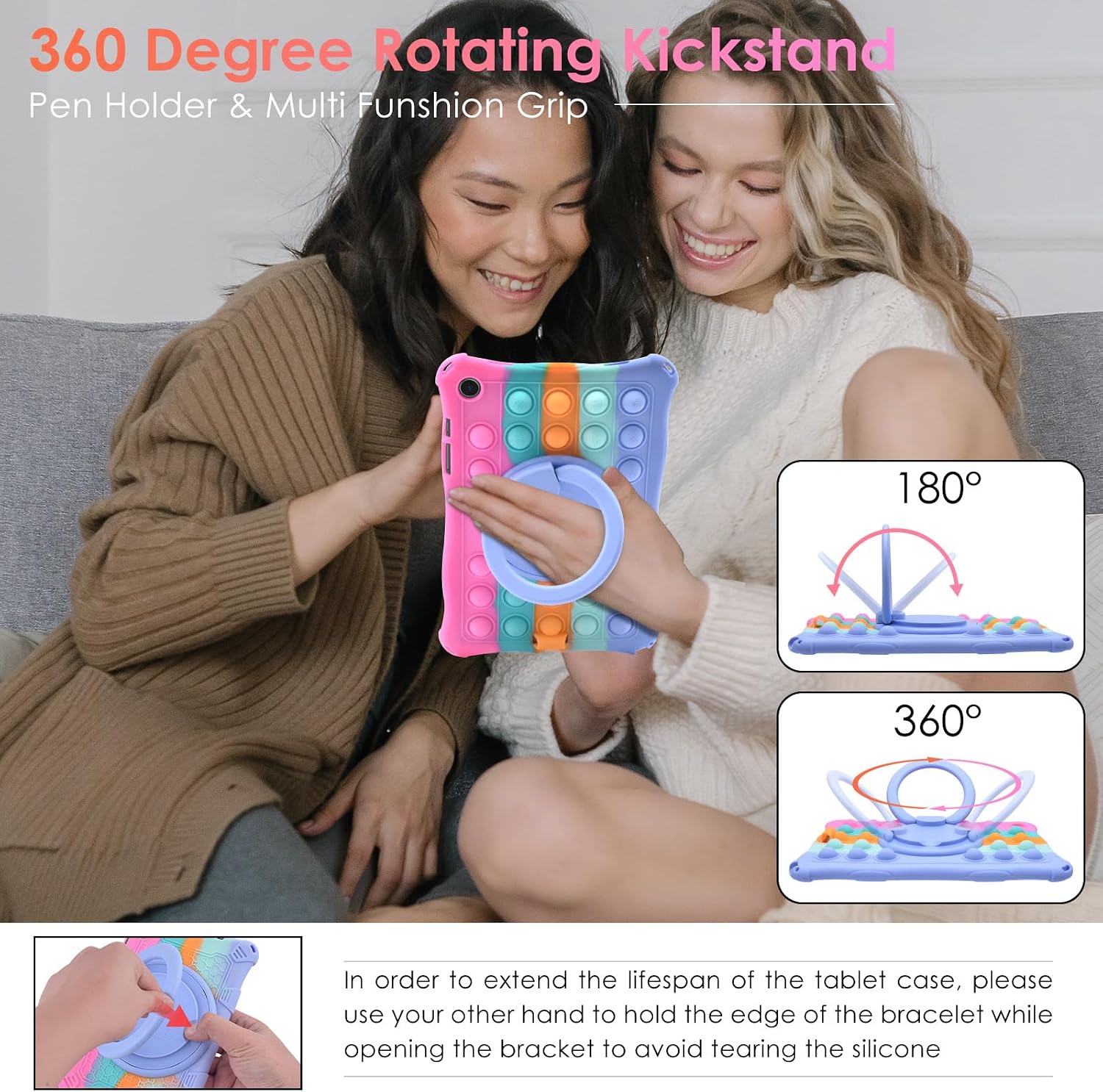DETUOSI Silicone Case for Samsung Galaxy Tab A9 Plus 11" 2023,Dazzling Pink image 4