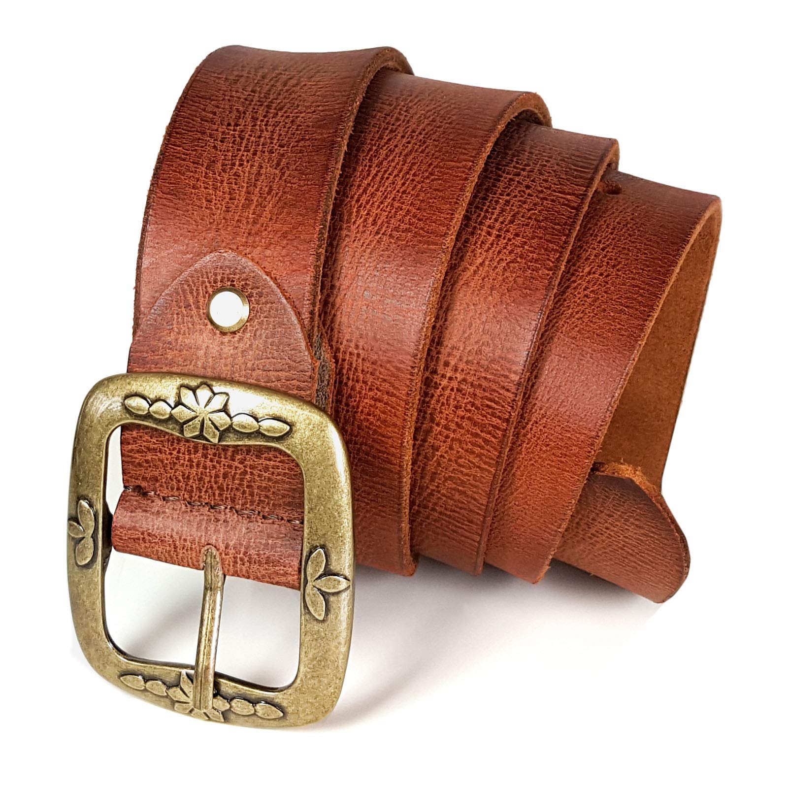 ROYALZ Vintage Cinturón de cuero para mujer hecho de cuero de búfalo de 38mm de ancho para damas