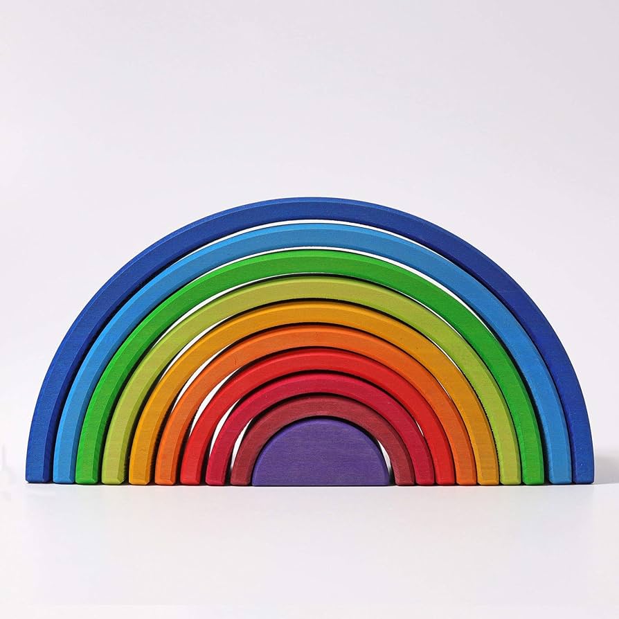 グリムGRIMM'S 玩具 おもちゃ 知育玩具 積み木 インテリア 見立て遊び 虹 レインボー 高さ13.5×幅30×奥行7cm レインボー サンセット