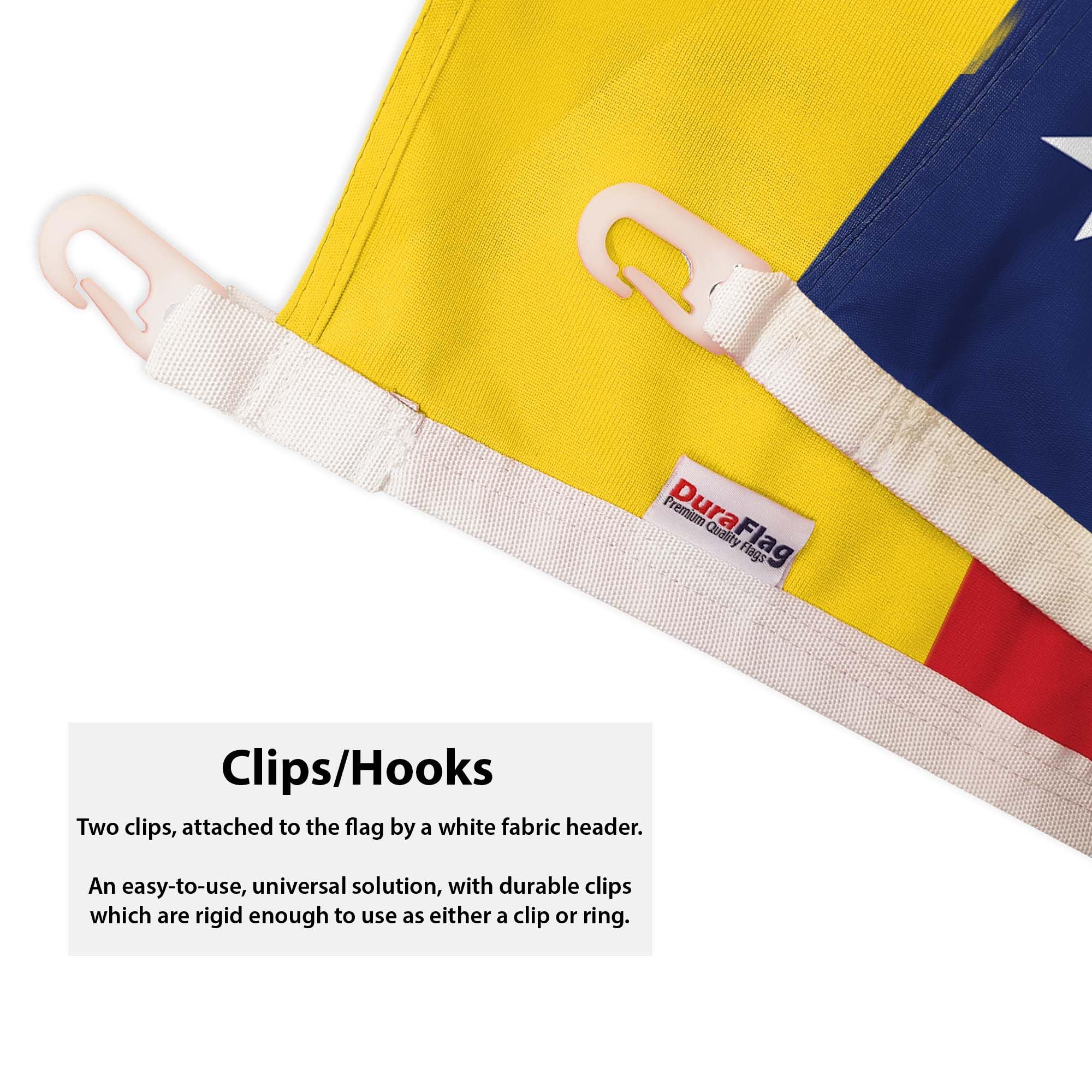 Bandera Colombia DuraFlag con clips, 150 cm x 90 cm