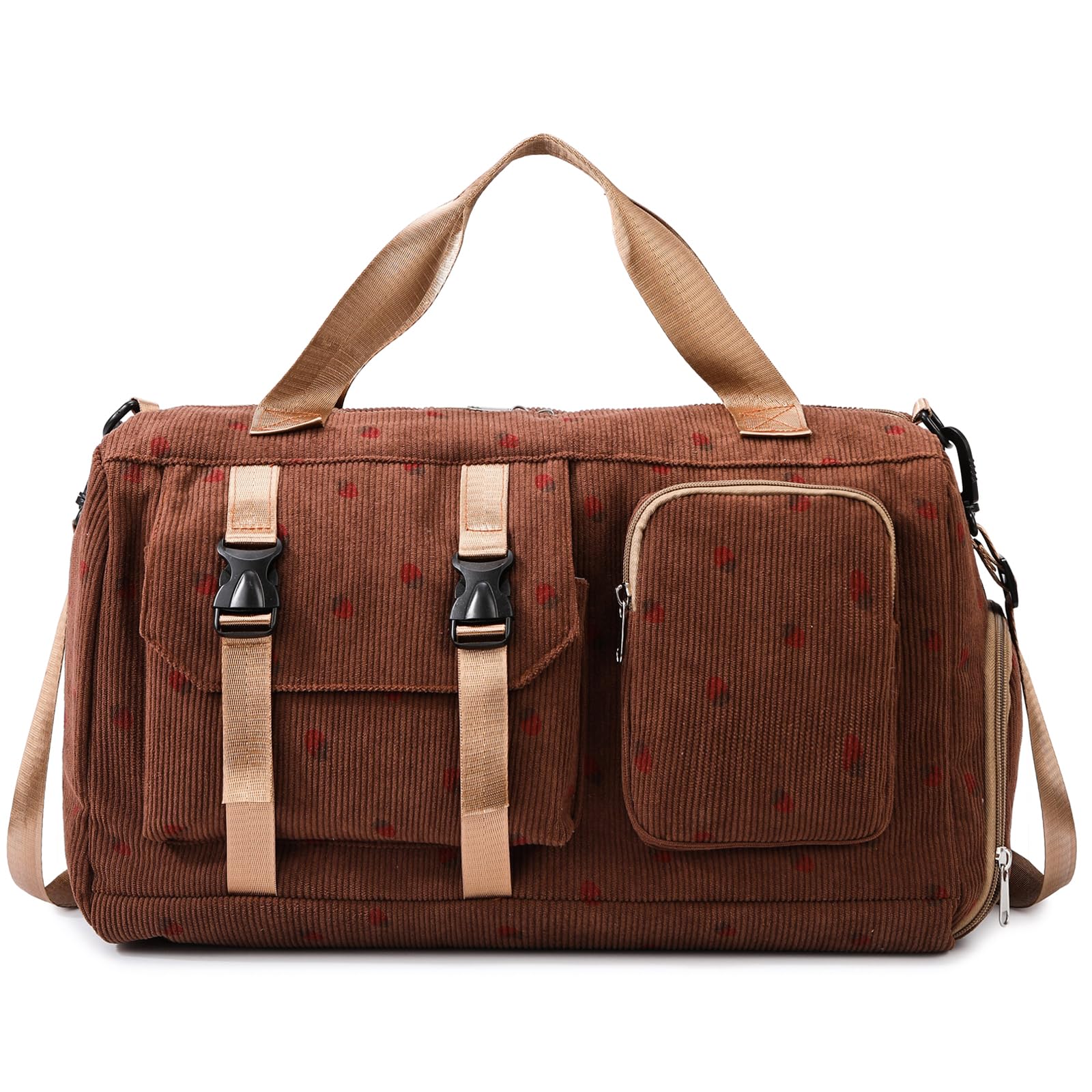 Waniki Sporttasche Kinder Erdbeere Sporttaschen Cord Reisetasche Mädchen Damen Schwimmtasche mit Schuhfach und Nassfach Kindertasche Teenager Reisetaschen Travel Bag für Reisen, Fitness, Sport