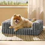 Bedsure Large Dog Bed, Orthopedic Waterproof Memory Foam Pet Bed for Large Dogs, Egg-Crate Foam Large Dog Couch with Sides, Washable Removable Faux Fur & Corduroy Cover, Non-Slip Bottom, Grey 35"