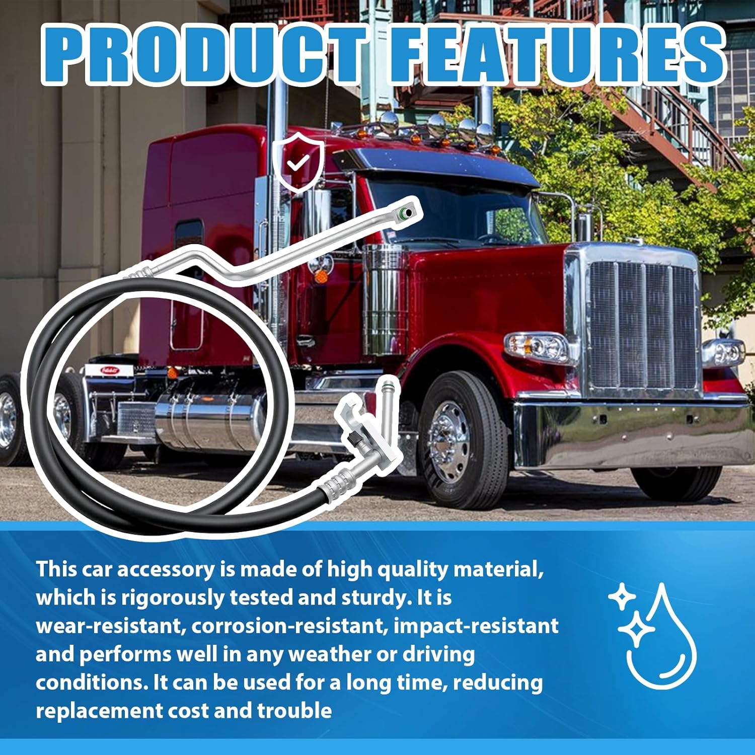 F50-6242-1475 Discharge AC Line Compressor to Condenser Hose Assembly Compatible with Peterbilt Kenworth Trucks, Replace# F5062421475 09-1406 683-T9379 T9379 683-2648