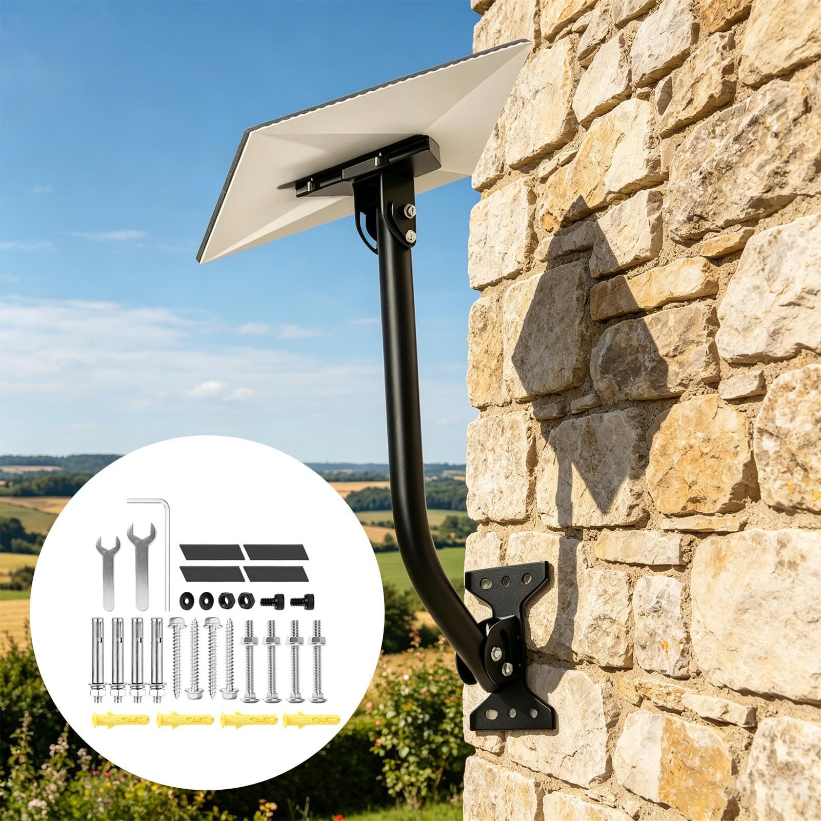 Poste Para Montar Antena Barra Soporte Antena Ángulo Flexible | Brazo De Montaje Satelital Antiviento Para Instalación En Pared Exterior, Alero, Techo, Estación Meteorológica, , Casa