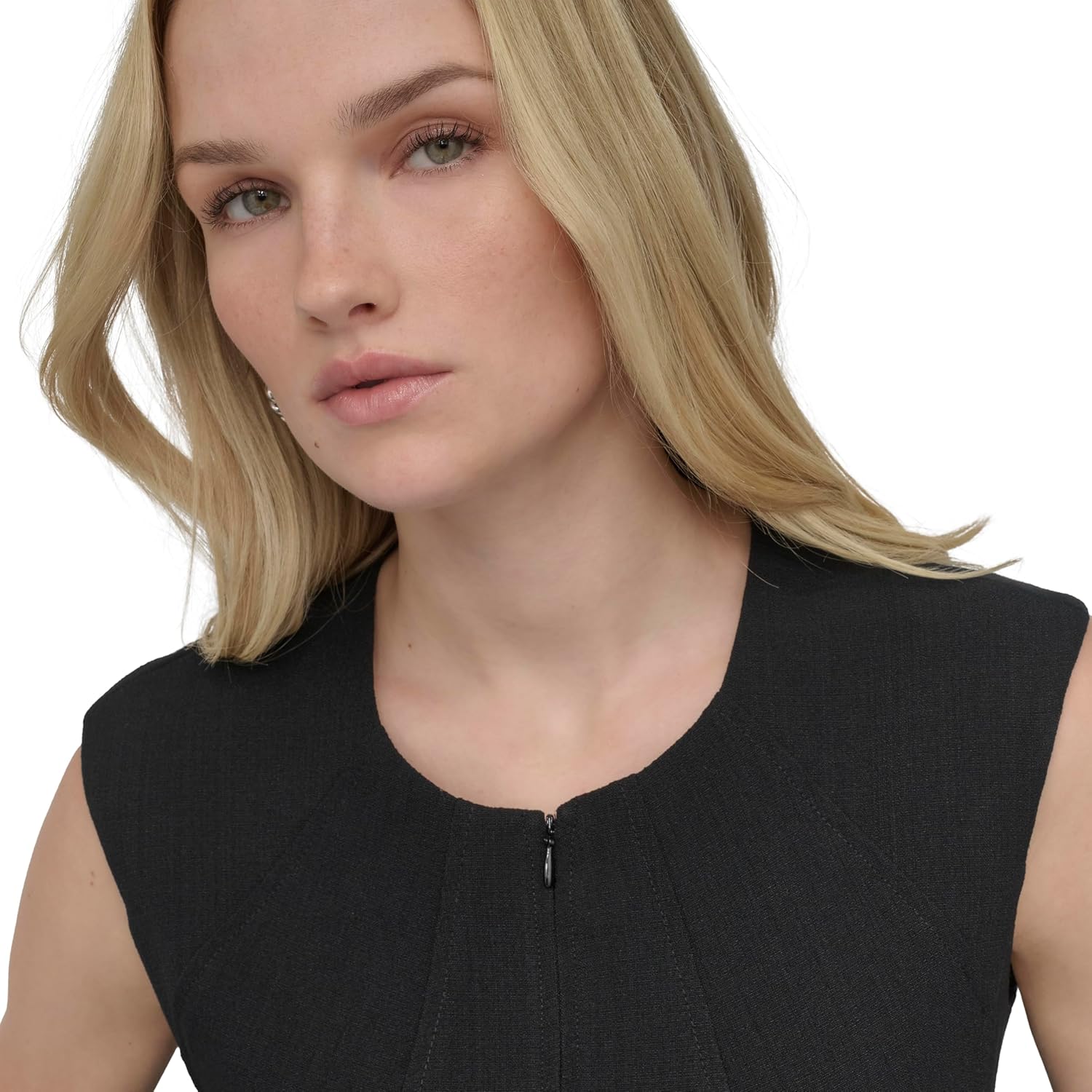 DKNY Women's Sleeveless Jewel Neck Zipper Front Unlined Mini Dress - Image 5