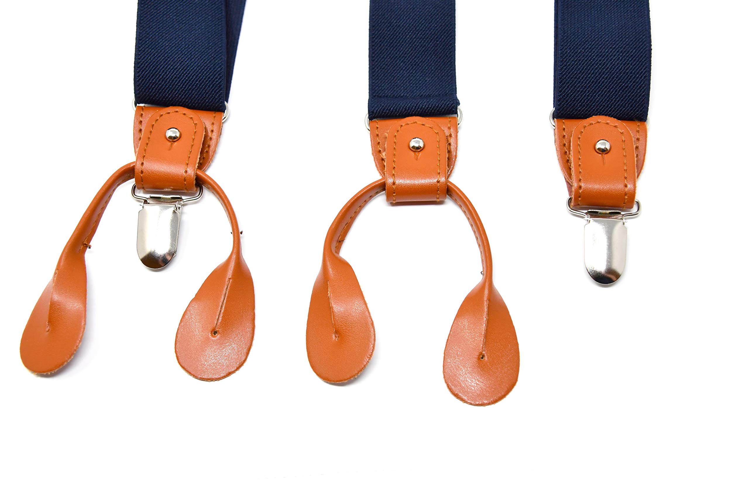 Sweet Leaf Bretelle Blu Scuro di alta qualità completamente Regolabili - 3 Clip o 6 Bottoni (personalizzabili)- Forma di Y - Classiche, Eleganti e Moderne
