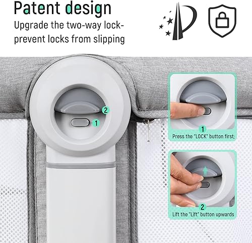 Miniatura 6 de Cowiewie - Cuna para bebé junto a la cama con cesta de almacenamiento, ruedas y juguetes colgantes, cuna portátil plegable fácil con ruedas, cunas