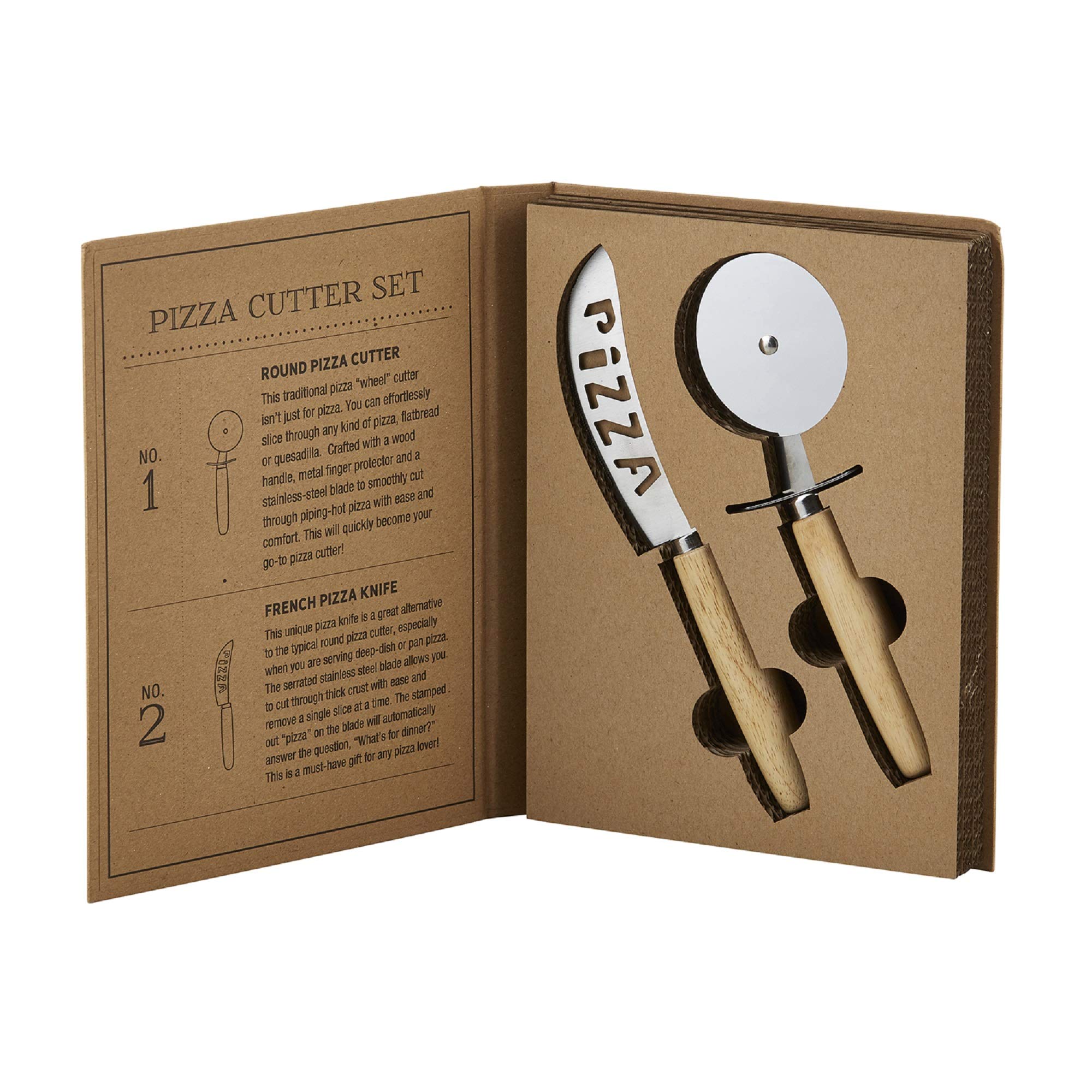 Santa Barbara Design Studio Gift Set Kitchen Essentials TableSugar Kraft Cardboard Book Gift Box, 2-Pieces, Pizza Cutter