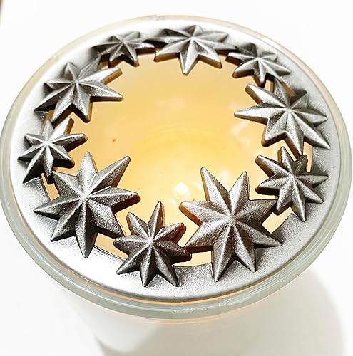 Miniatura 4 de Cubiertas para Velas Perfumadas con Estrellas Plateadas, Frascos Decorados, Tapas Pantallas Fundas, Prevenir el Contacto, Apoyan el Derretimiento