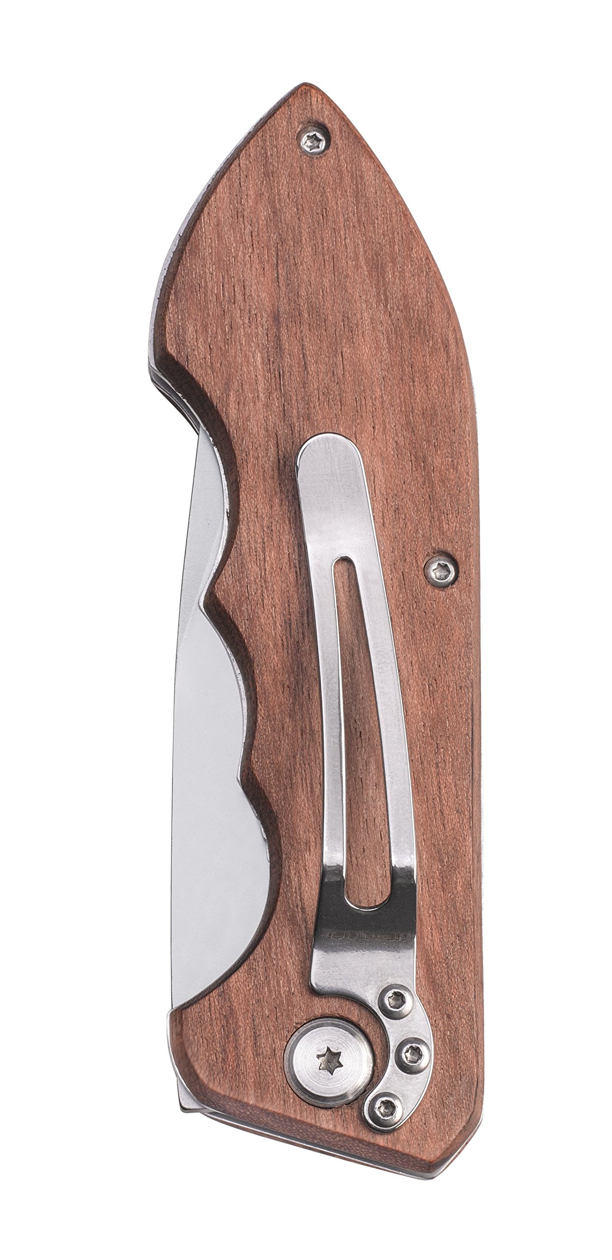 kwb Coltello da caccia con manico in legno 021990 (lama da 85 mm in acciaio inossidabile, con clip per cintura), 1 pezzo,