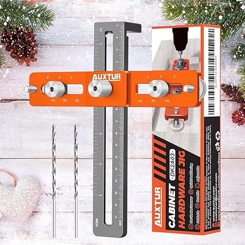 Miniatura 9 de AUXTUR Plantilla de hardware para gabinete, herramienta de plantilla de mango de gabinete ajustable con orificio de alineación, guía de taladro para