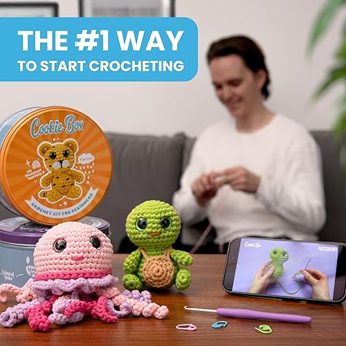 Miniatura 6 de Cookie Box Kit de ganchillo para principiantes - Aprende a tejer animales de peluche Amigurumi - Regalo - para niños (12 +) y adultos - Hilo apto