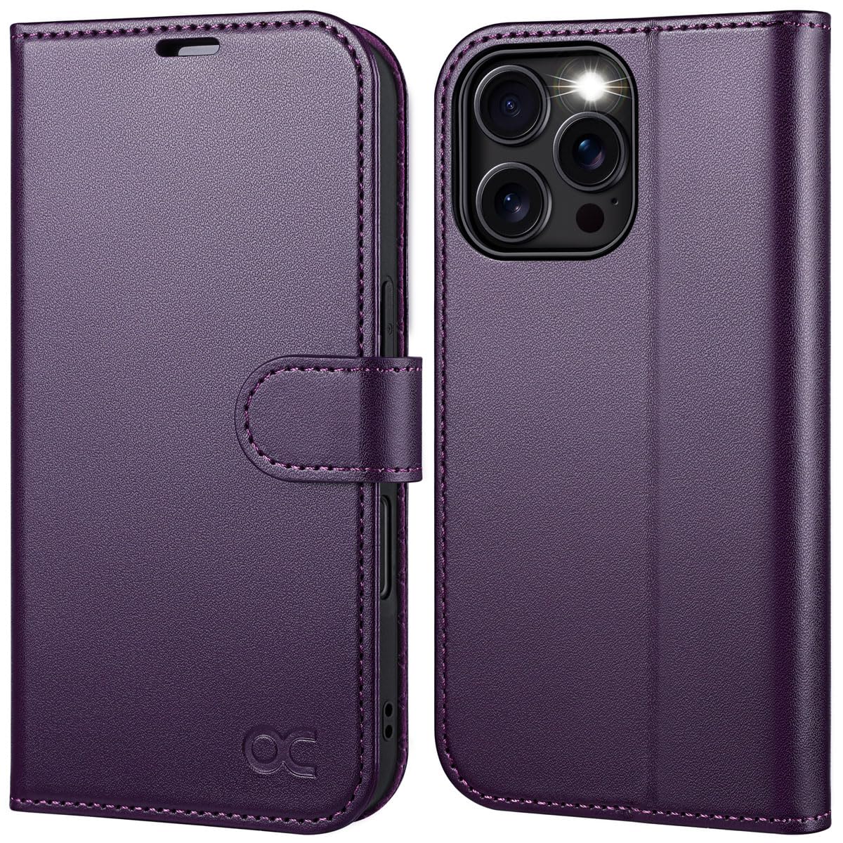 OCASE for iPhone 16 Pro Case, PU Leather Wallet, Magnetic Flip Folio Cover with RFID Blocking, Card Holders, Shockproof TPU
