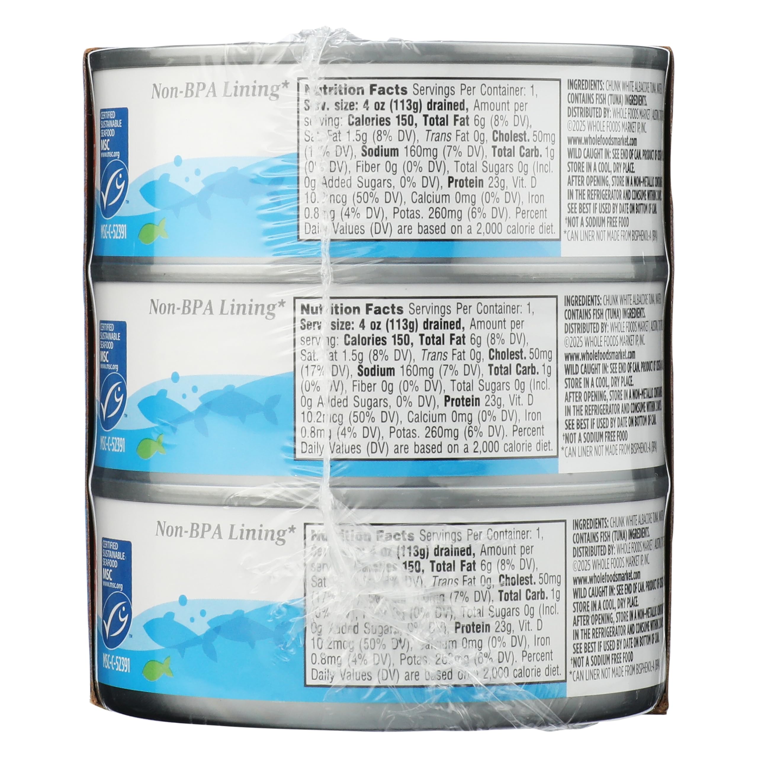 365 by Whole Foods Market, No Salt Albacore Tuna in Water 6pk, 5 Ounce