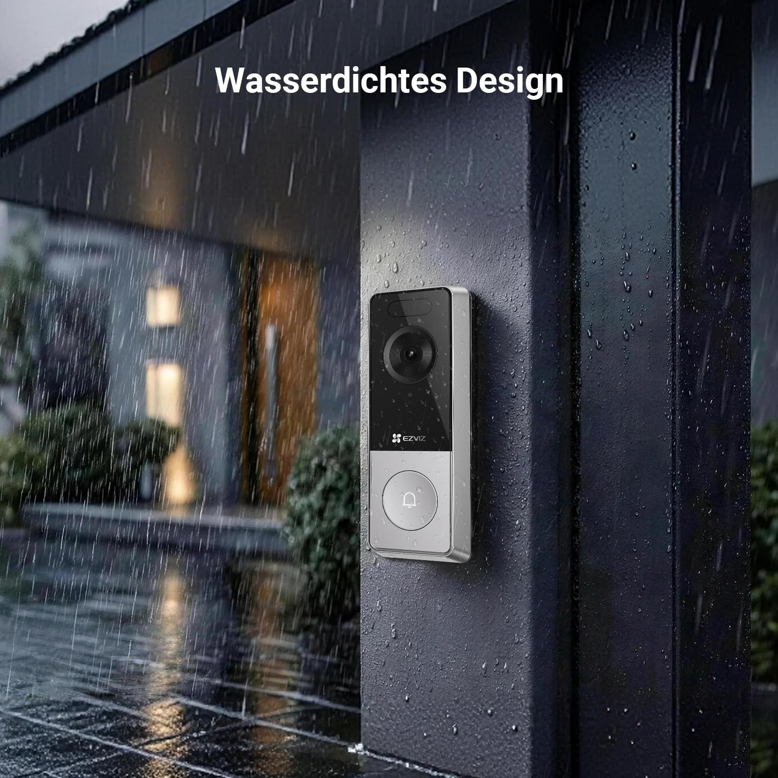 EZVIZ CP8 WLAN Video Türklingel Kabellos mit 3K 5MP Kamera, 9600mAh Herausnehmbarem Akku, Wi-Fi 6, Farbnachtsicht, 162° Weitwinkel, Personenerkennung, Chime, 2-Wege-Audio, Alexa & Google Assistant
