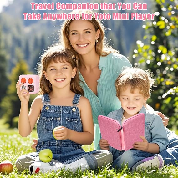YouKnow Card Holder for Yoto Cards Kids Accessory, Soft Portable Folder with Zipper & 96 Pockets Player & Mini Audiobook Cards, Card Binder Case with Yoto Mini Silicone Case for Travel (Pink)