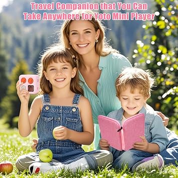 YouKnow Card Holder for Yoto Cards Kids Accessory, Soft Portable Folder with Zipper & 96 Pockets Player & Mini Audiobook Cards, Card Binder Case with Yoto Mini Silicone Case for Travel (Pink)