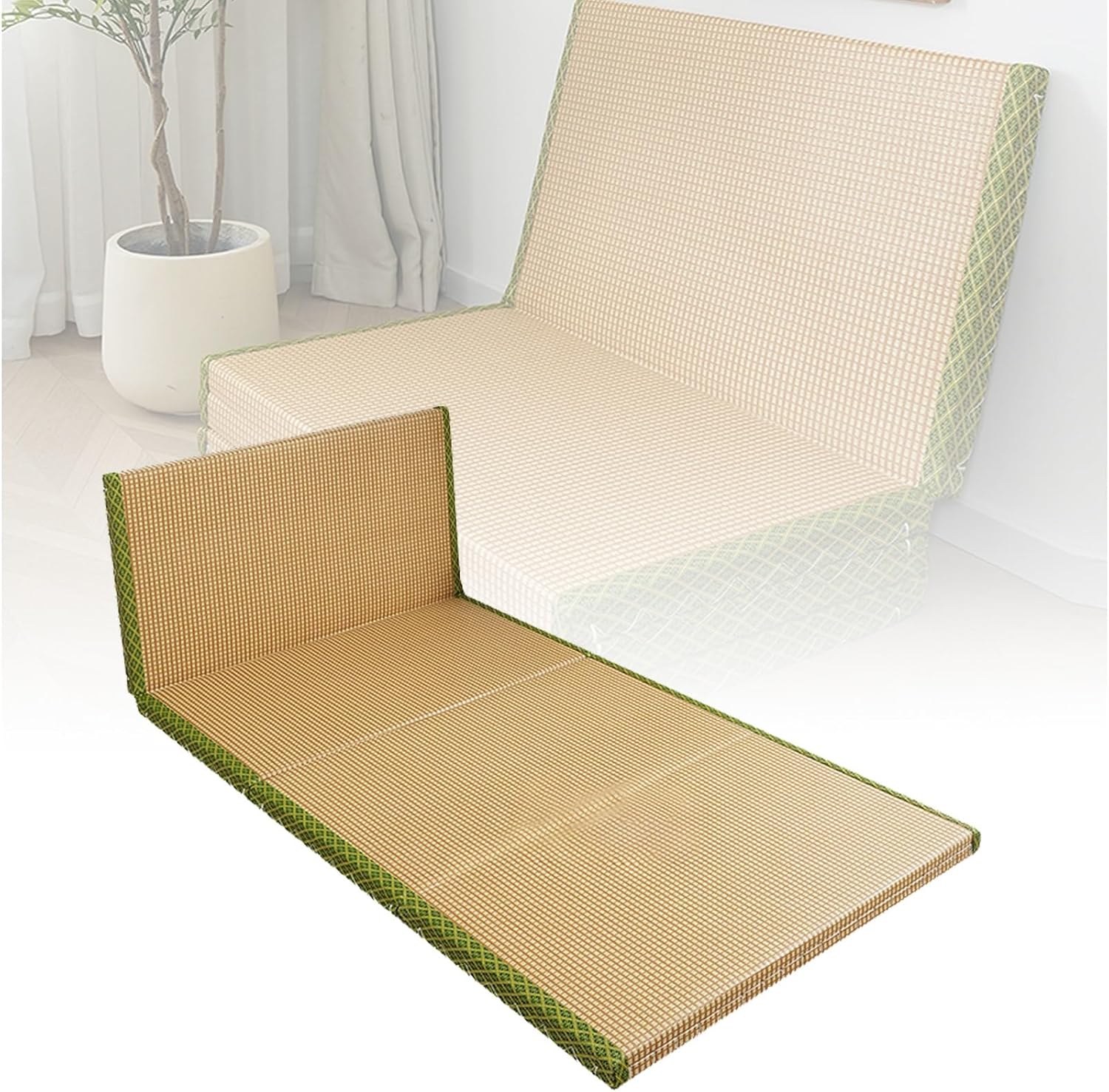 Japanese Tatami Mat,Foldable Floor Mattress Cool Small and Portable Easy to Store Non-Slip Bottom Suitable for Office School Bedroom Study(Gray,60x180x5cm)