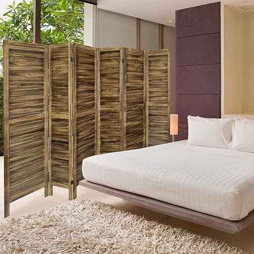 Miniatura 8 de ECOMEX 6 paneles de rejilla divisora de madera de 56 pies Paneles de pantalla de privacidad plegables de alto pared divisora de habitación divisor