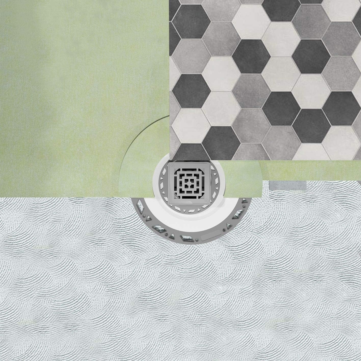 Waterproof Shower Kit 48" x 48" with 2” ABS Drain Kit and Brushed Titan Finish - 4" Grid (STC-SDKABS2V98ATSB)