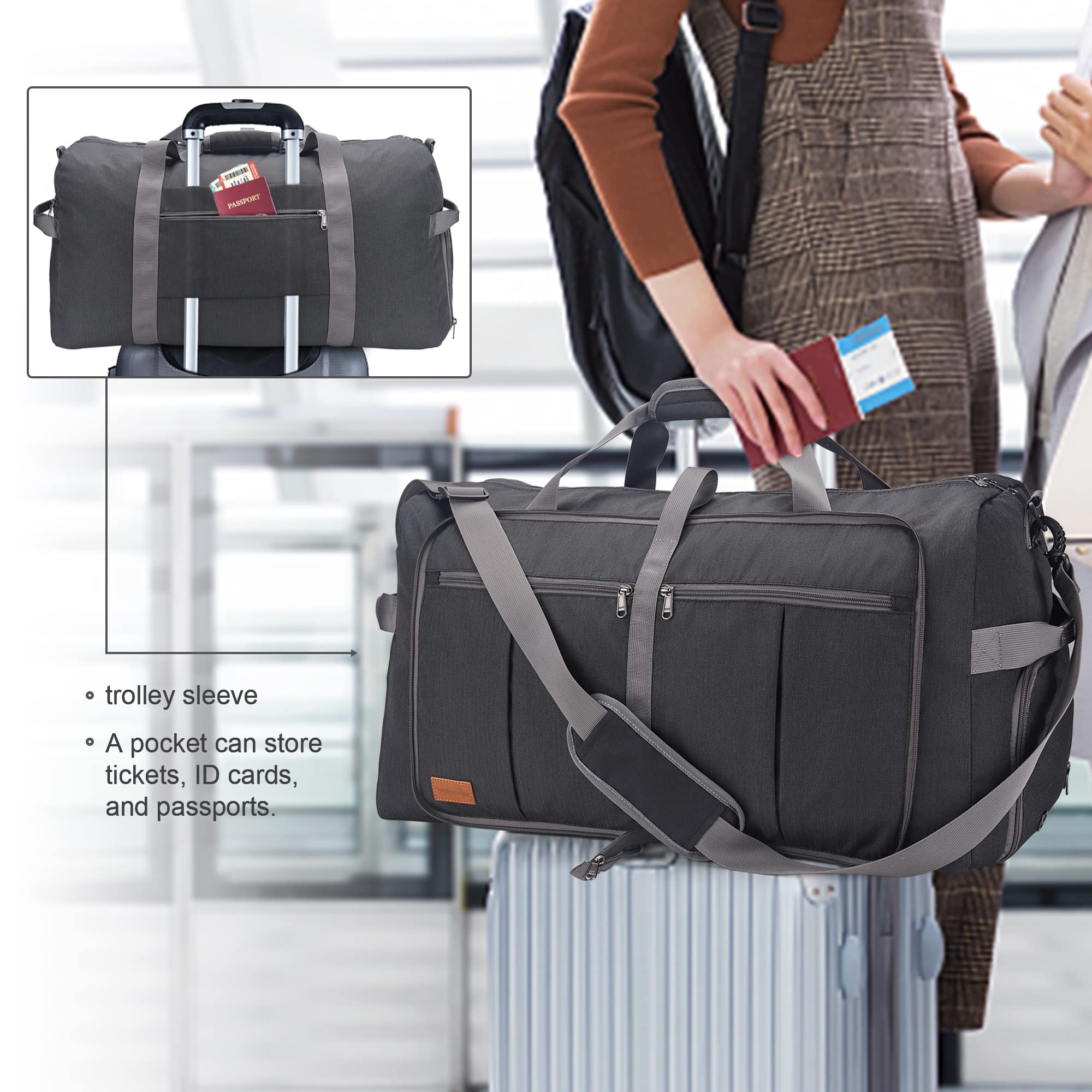 Upeelife Borsone da Viaggio, 125L Borsa da Viaggio Pieghevole Uomo Donna, Borsone Palestra Sportivo Impermeabile con Scomparto per Scarpe e Tasca Bagnata