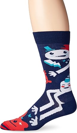 K. Bell Socks Mens Grabbin Hands Crew Sock, Blue Print, 10-13/Shoe Size 6-12