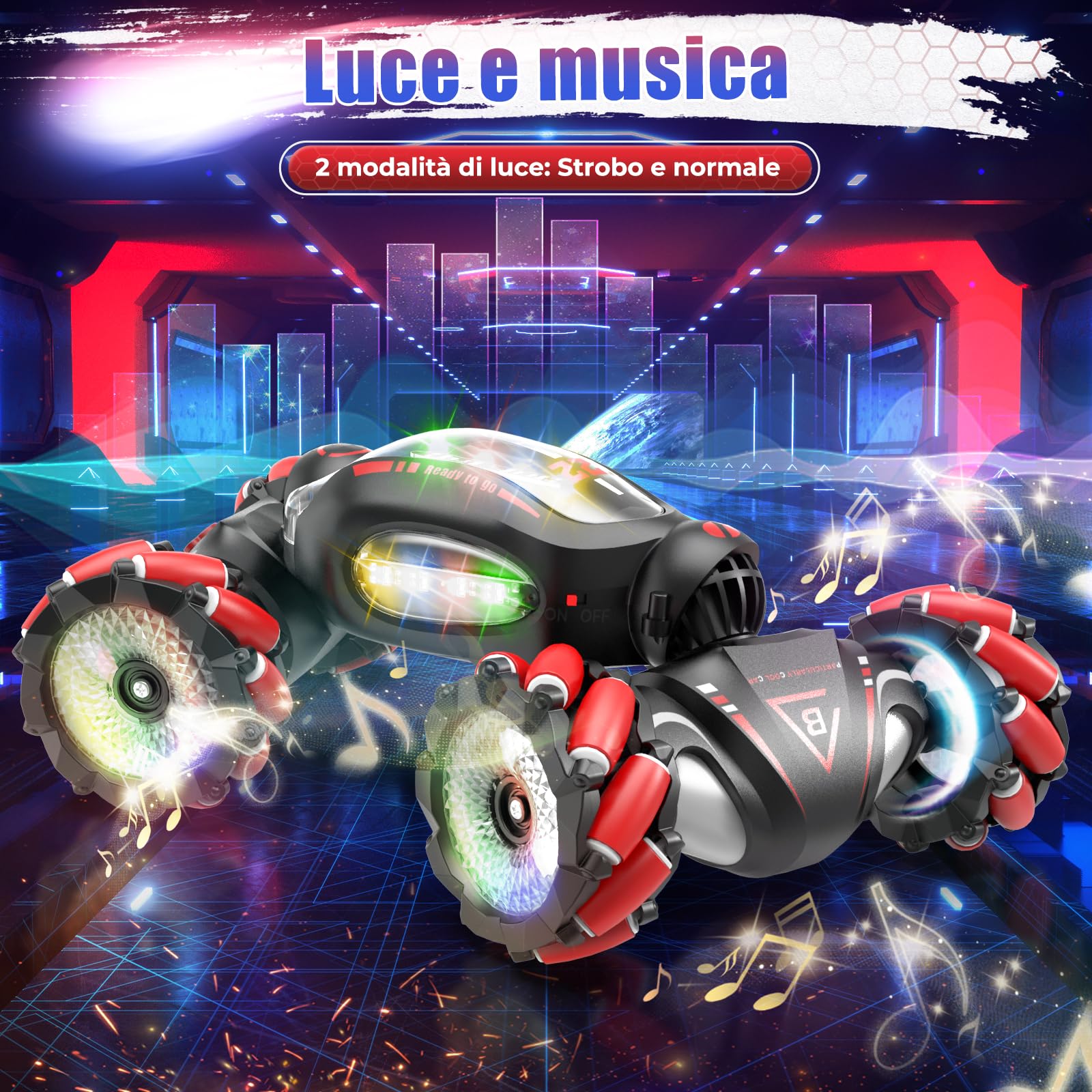 Fosgoit Macchina Telecomandata per Bambini, Macchine Telecomandate 4WD 2.4 GHz Auto Telecomandata con Mano e Luce e Spray, Regalo Giochi Giocattolo per Bambine Bambino 6 7 8 9 10 11 12 Anni Maschio