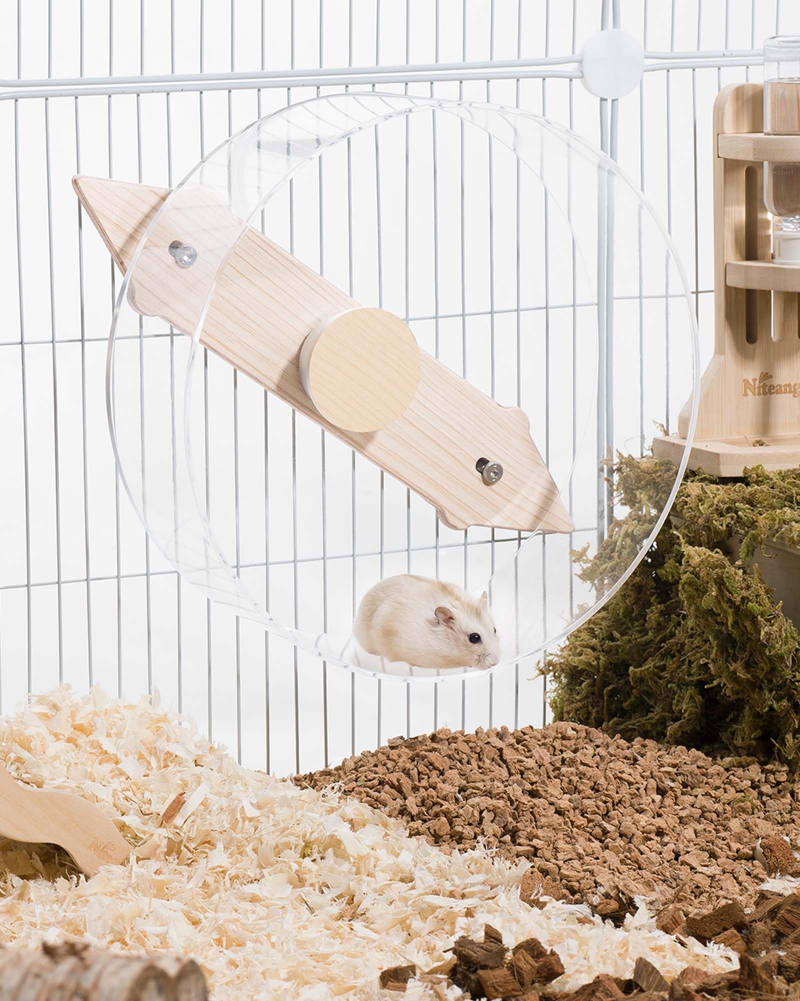 Niteangel Silent Hanging Hamster Wheel - Dual-Bearing Cage-Mounted Quiet Spinning Acrylic Exercise Wheel for Hamsters Gerbils Mice Degus and Other Small Pets (M) - image 6