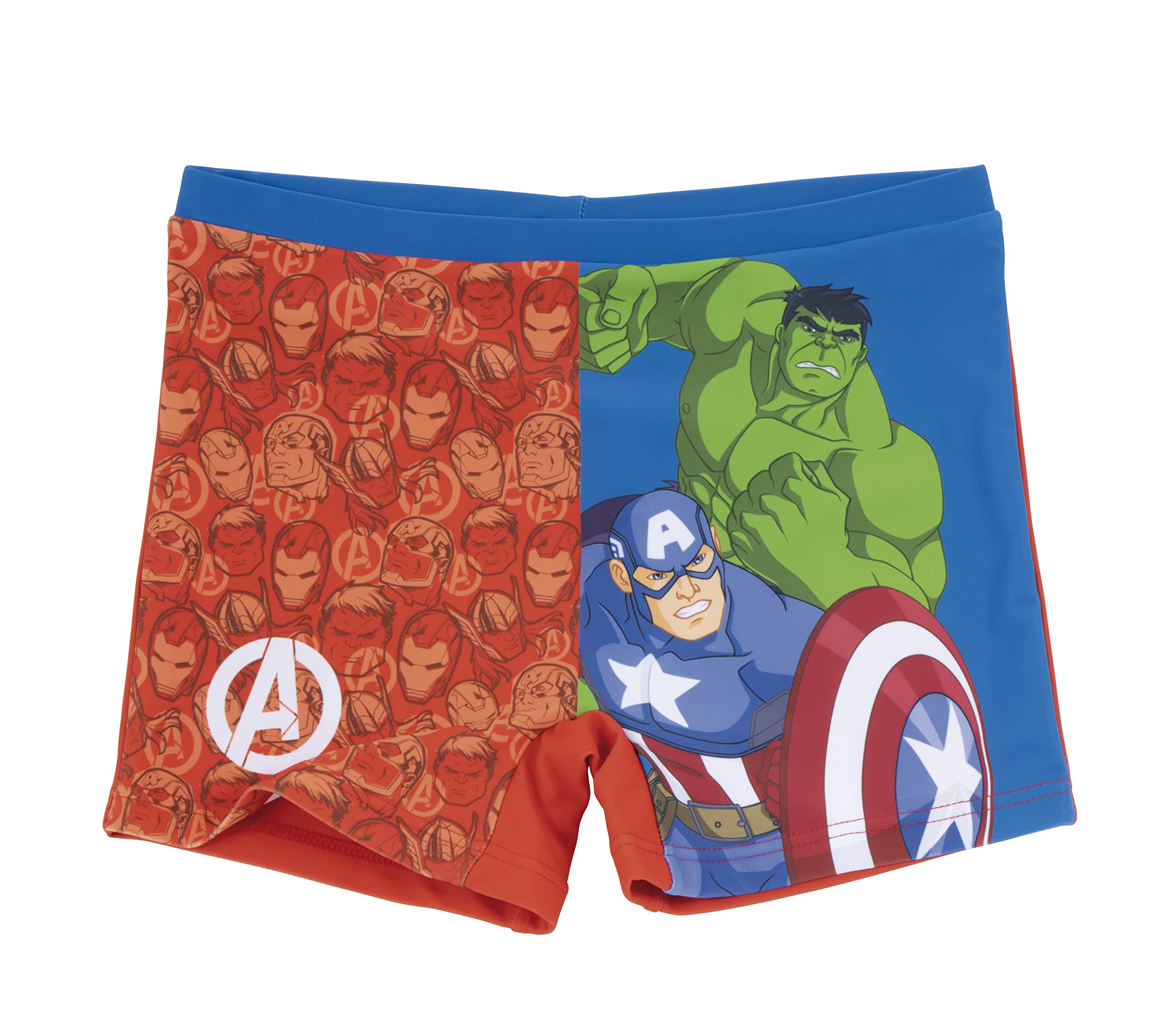 Marvel Avengers Bañador Niño, Slip Cortos de Natación Infantil, Bañador Bóxer para Niños, Shorts de Baño Los Vengadores, Talla 8 Años - Rojo