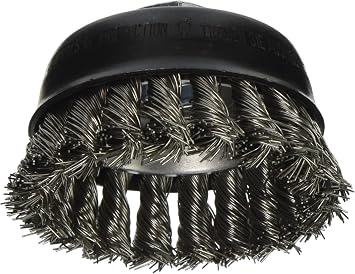 Bosch WB504 3-Inch Cup Brush, Knotted, Stainless Steel, 5/8-Inch x 11 Thread Arbor