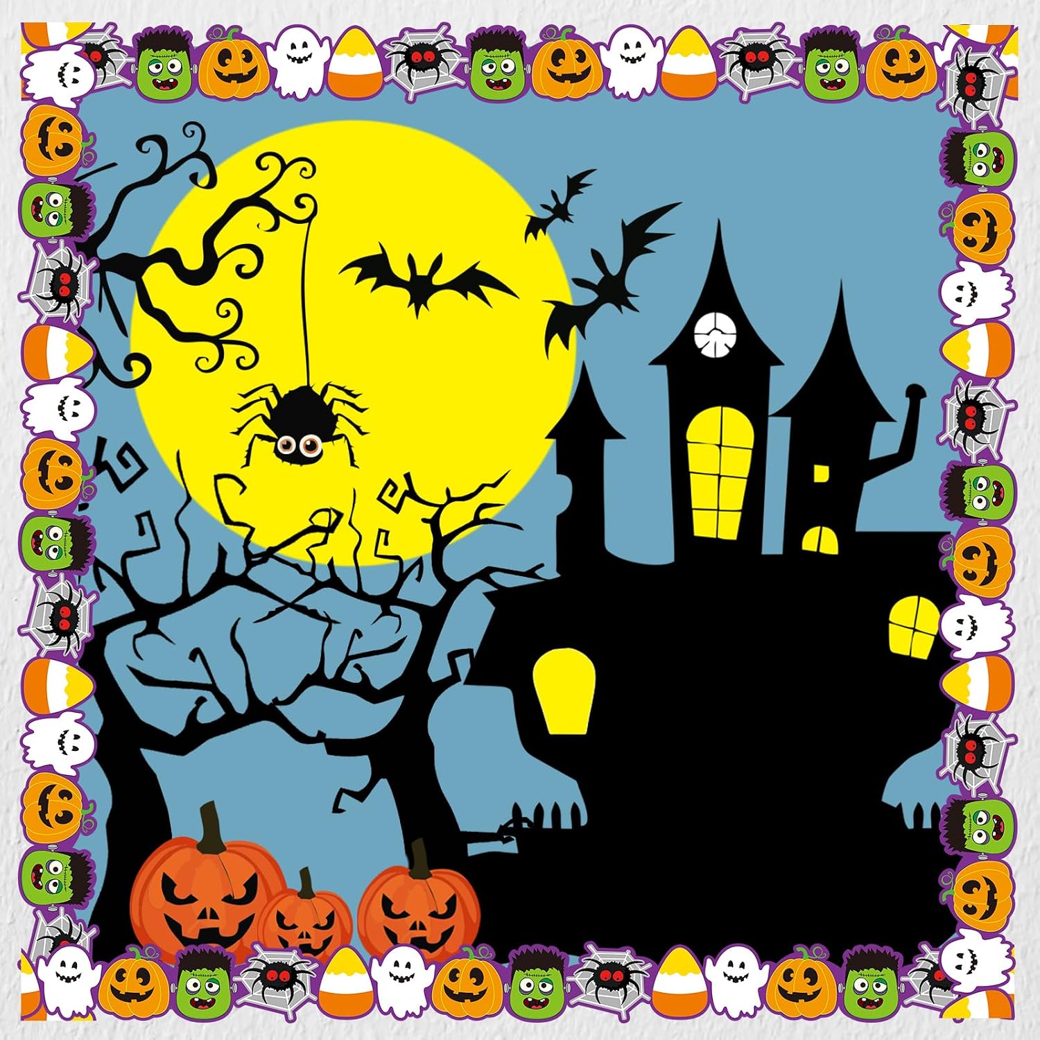 72Ft Halloween Spider Ghost Bulletin Board Border for Classroom Decoration image 3