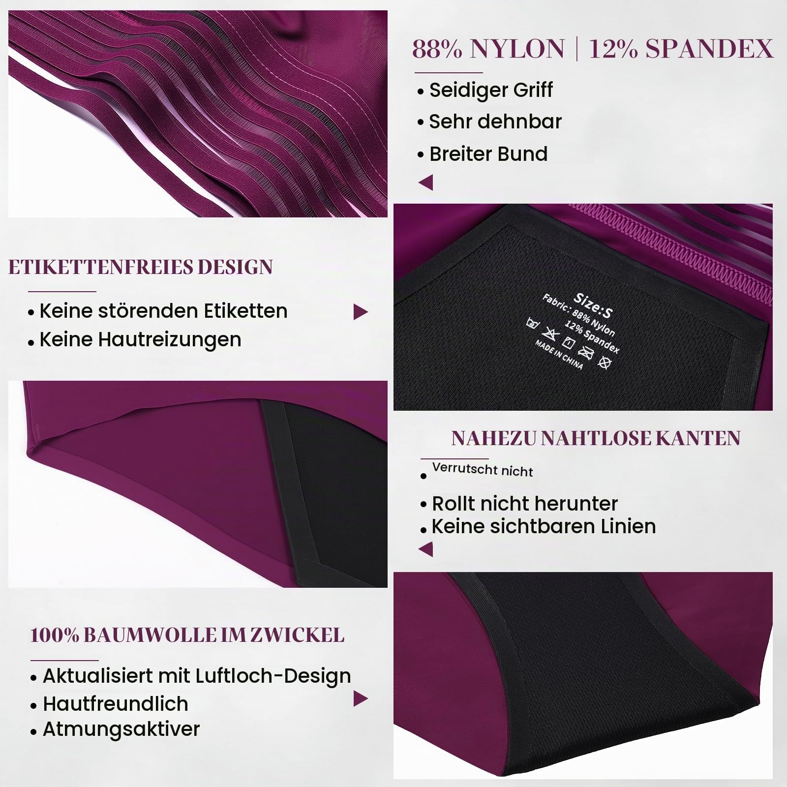 4er Pack Inkontinenz-Slip für Damen mit 80ml hoher Saugfähigkeit (L) | Nahtlose auslaufsicher und waschbar Inkontinenz Pants Periodenunterwäsche, Hoch taillierte Menstruationsslips