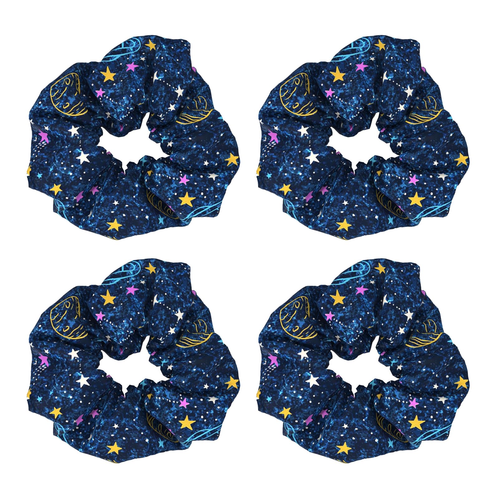 4 Pack Starry Sky Party Favors Hair Scrunchies Dance Hair Ties Hair Soft Scrunchy Hair Ties Ropes Ponytail Holders Wrist for Girls School,Dance,Stage