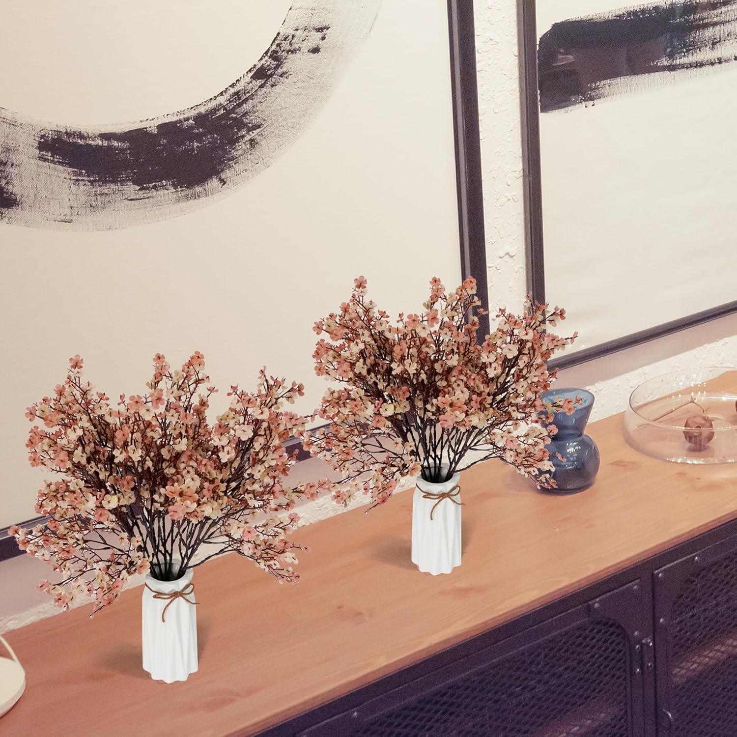 10 Pcs Babys Breath Artificial Flowers Bulk Real Touch Flowers Fake Flowers Silk Flowers for Home Decor Indoor Floral Arrangement Table Centerpieces Festival Party Decor (Beige Brown) - Image 7