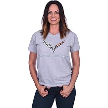 JH DESIGN GROUP Womens Chevy Corvette C7 Emblem T-Shirt Black Red Heather-Gray