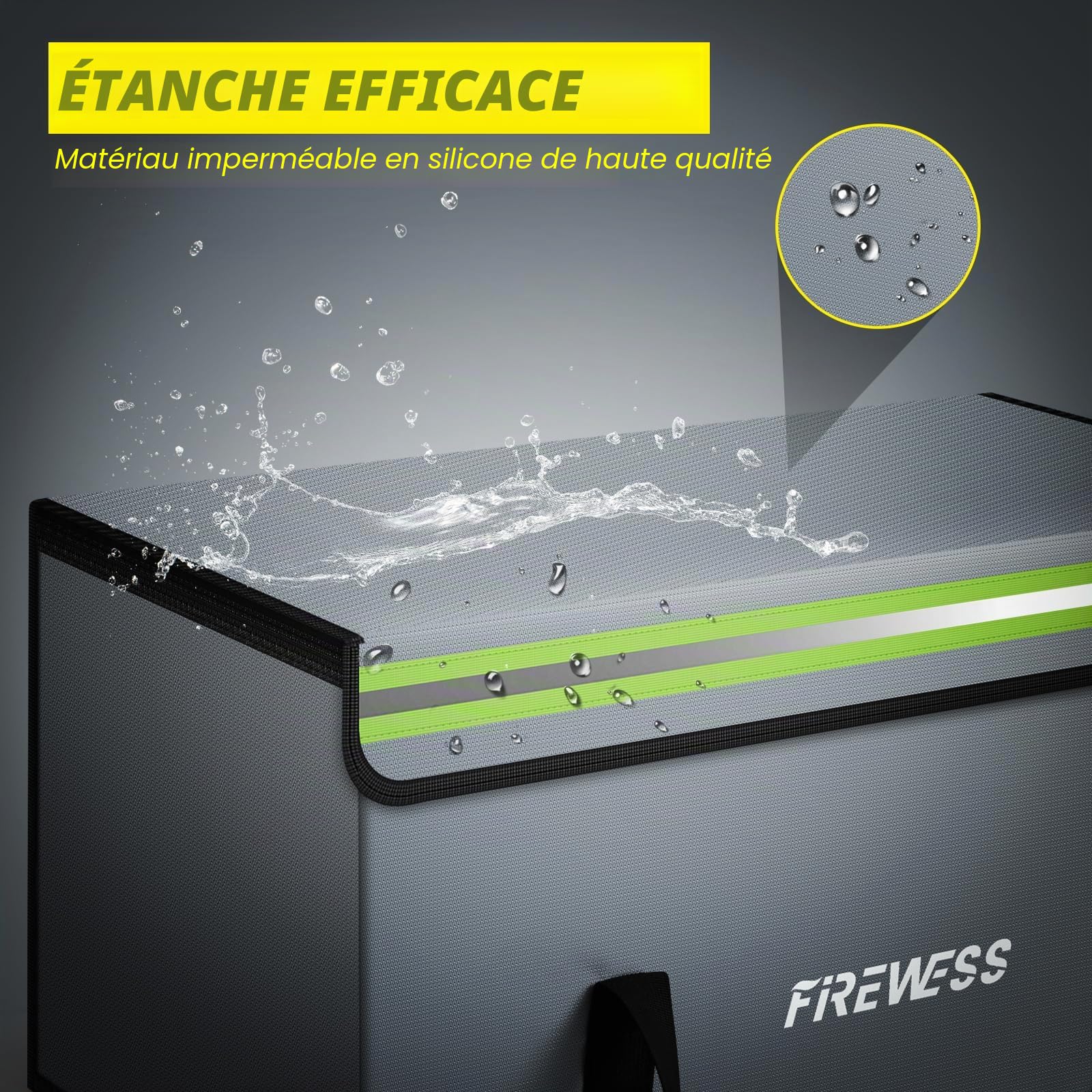Pochette Anti Feu, Boite Ignifuge, Lipo Safe Bag, 60 x 30 x 30 cm, pour Documents A4, Passeport, Batterie Lipo, Bijoux, Objets de Valeur