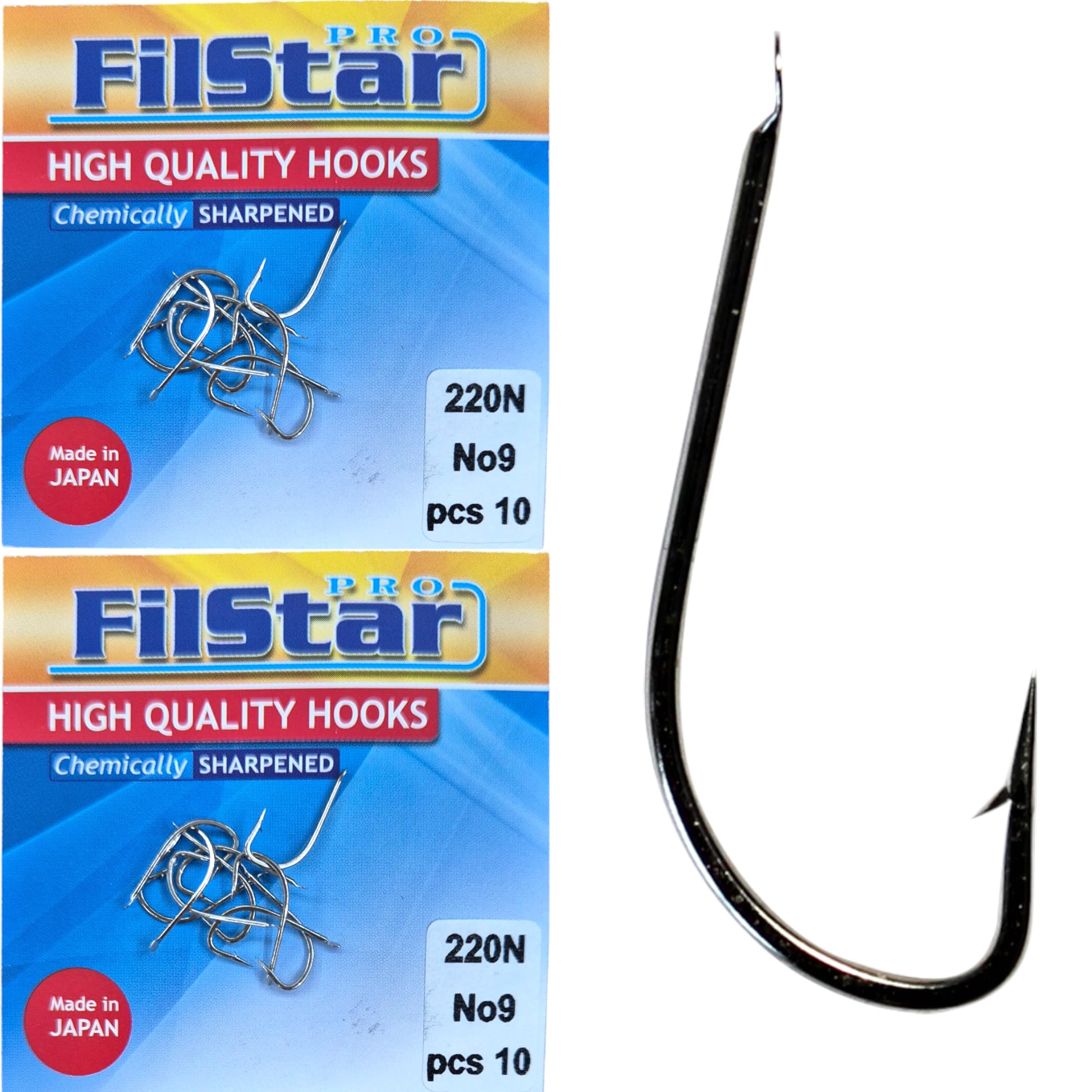 PRO FILSTAR 20 Piece Fishing Hook Set N9, Carp Fishing Hooks, Carp Fishing Accessories, Barbed Carp Hooks